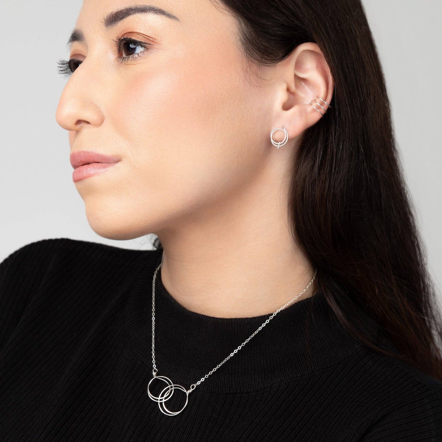 Zomi Open Circle Earrings in Sterling Silver