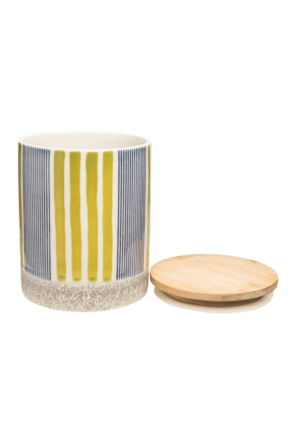 Storage Jar in Navy & Green Stripes - 11cm