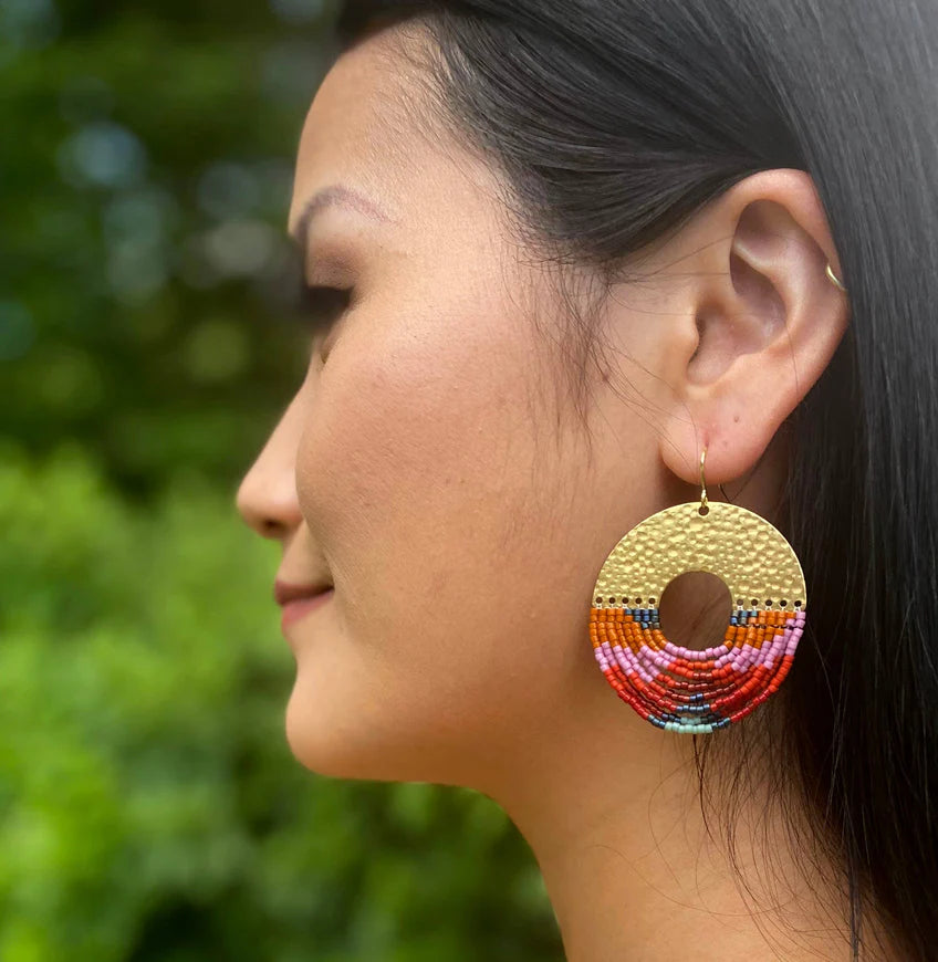Organic Circle Earrings in Lilac