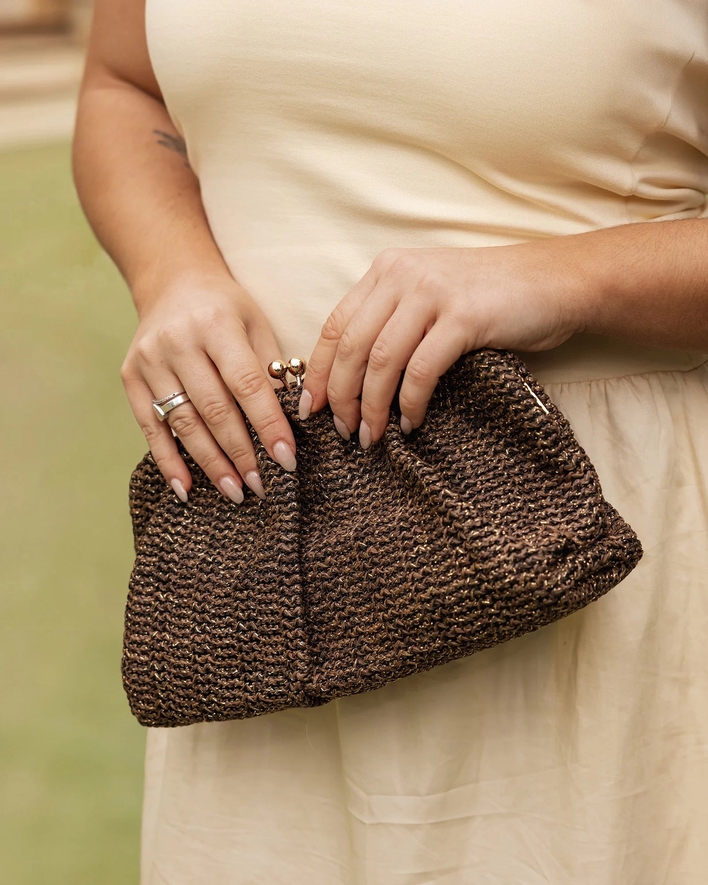 Goldie Clutch - Chocolate Knit