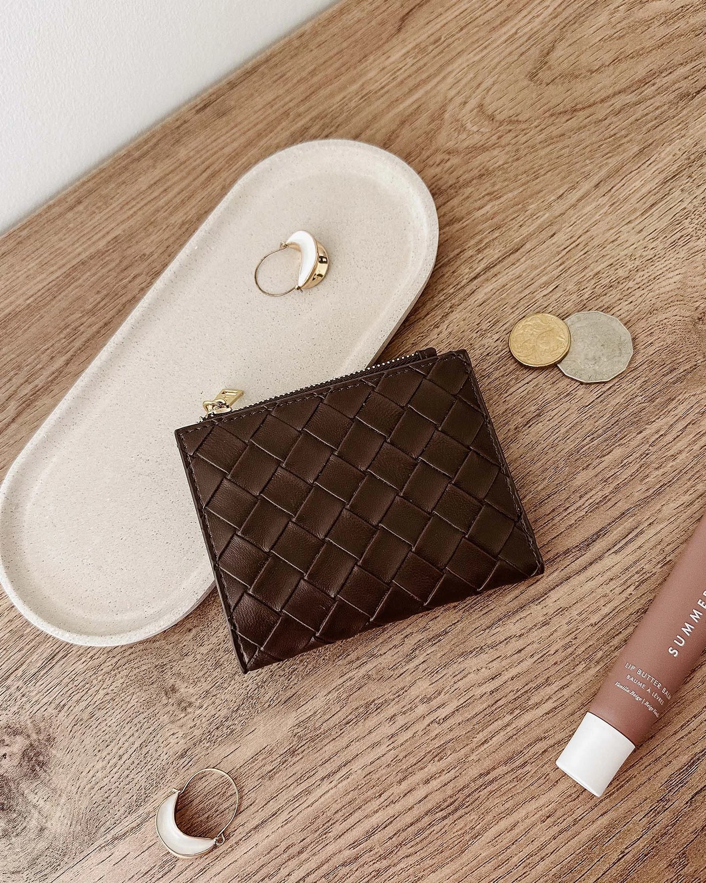 Lily Woven Wallet – Chocolate