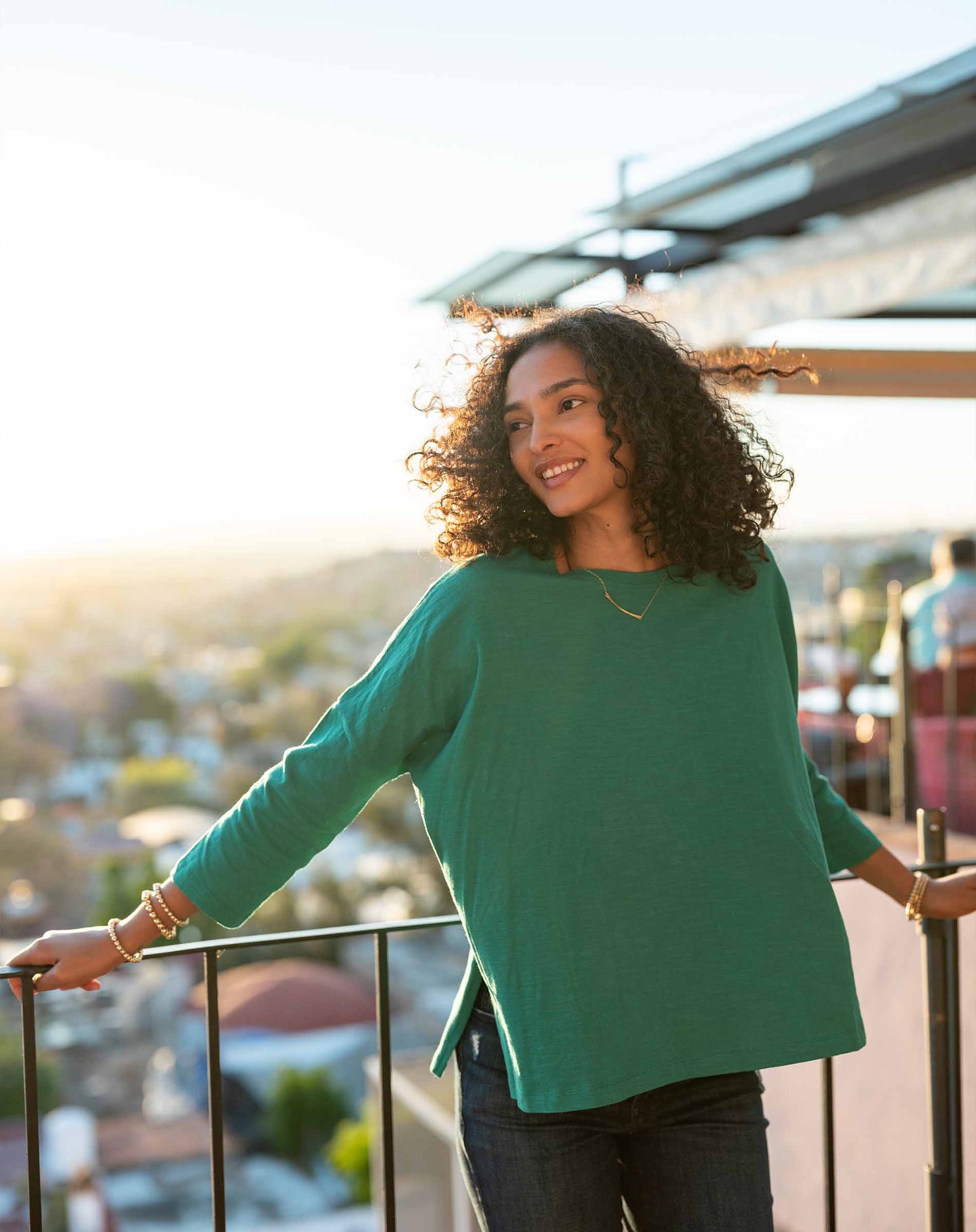 Catalina Slub Tee in Grove Green