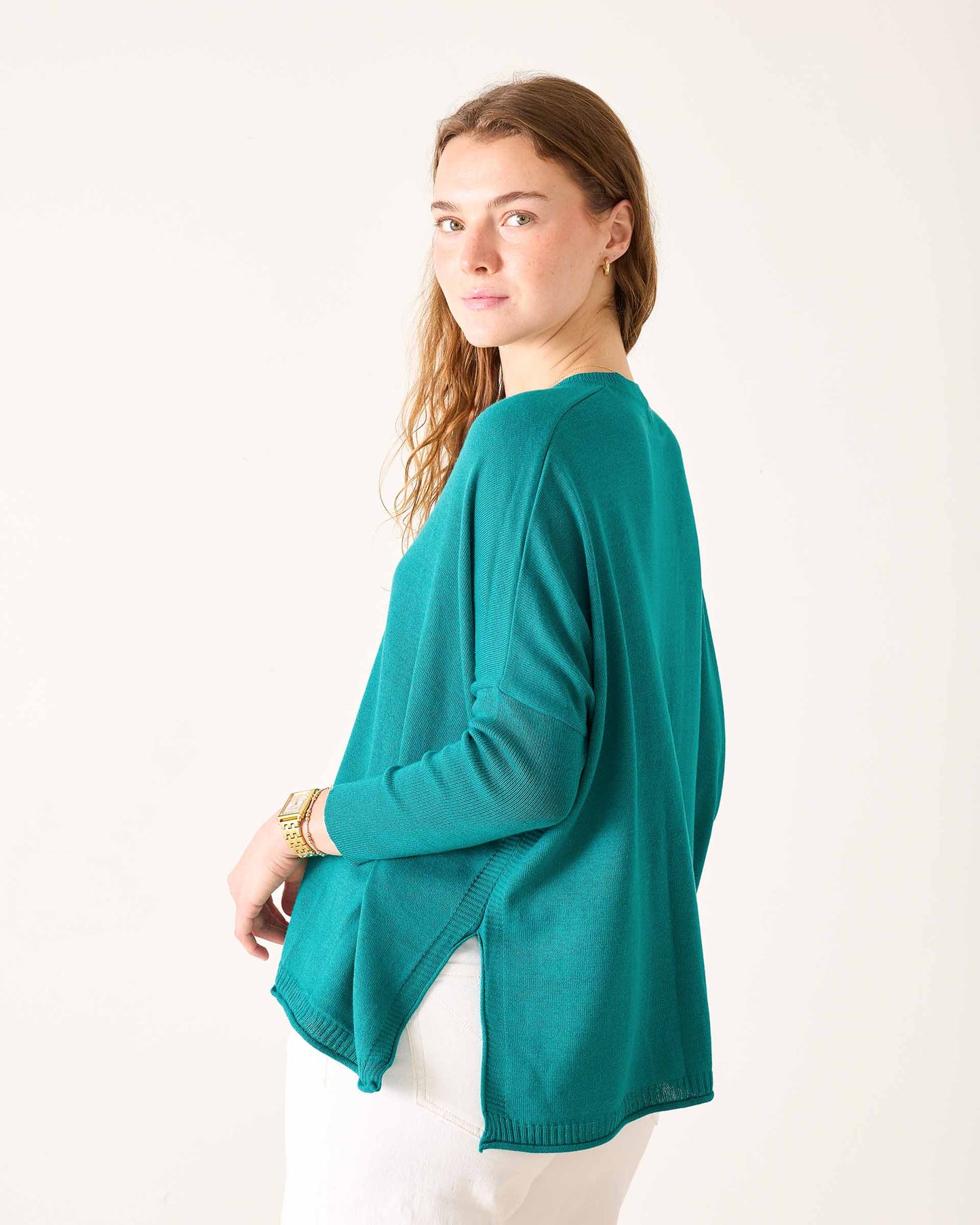 Catalina V-neck Sweater in Teal