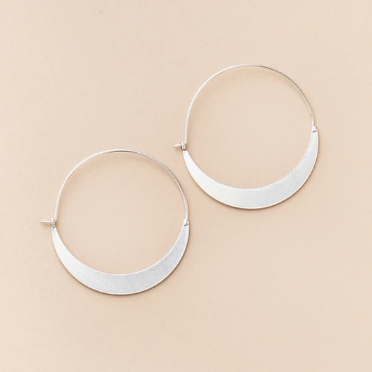 Refined Earring Collection - Crescent Hoop in Silver