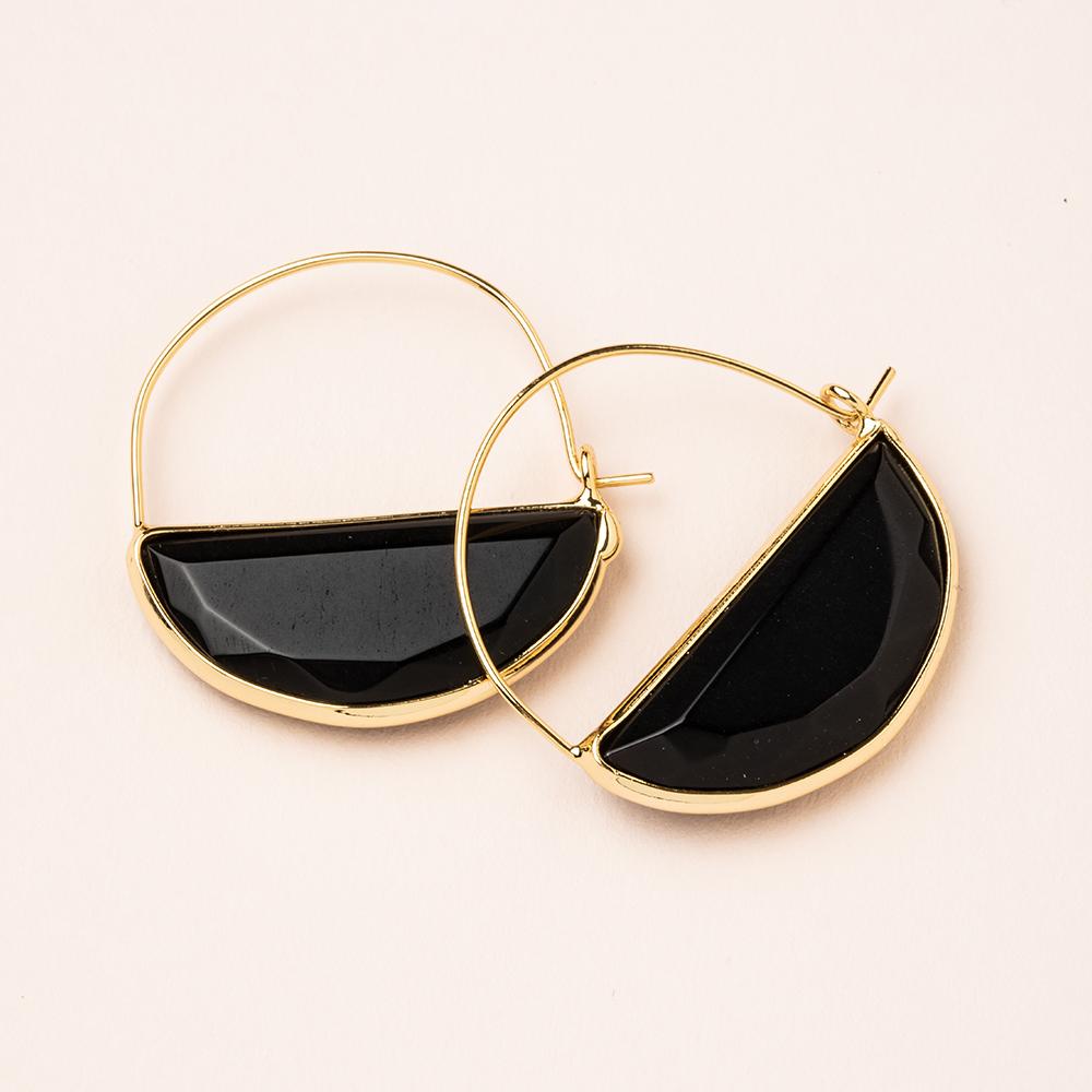 Stone Prism Hoop in Black Spinel/Gold