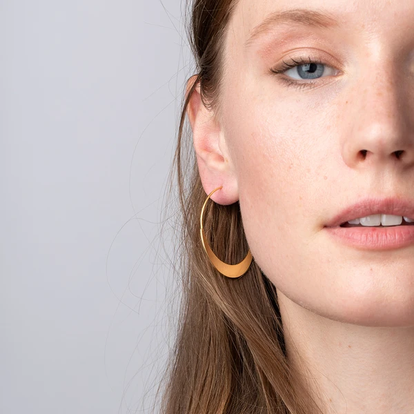 Refined Earring Collection - Crescent Hoop in Gold