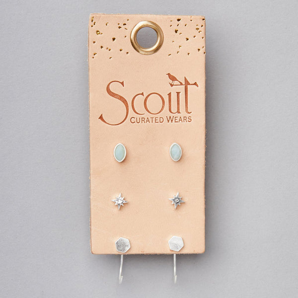 Gabby Stud Earring Trio - Silver