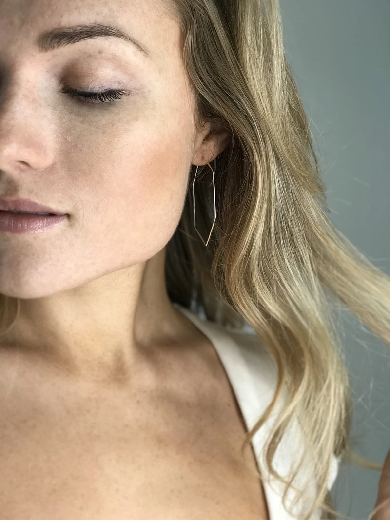 Small Gold Hexagon Hoops