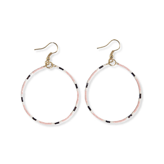 Kelly Dot Beaded Hoop Earrings Blush
