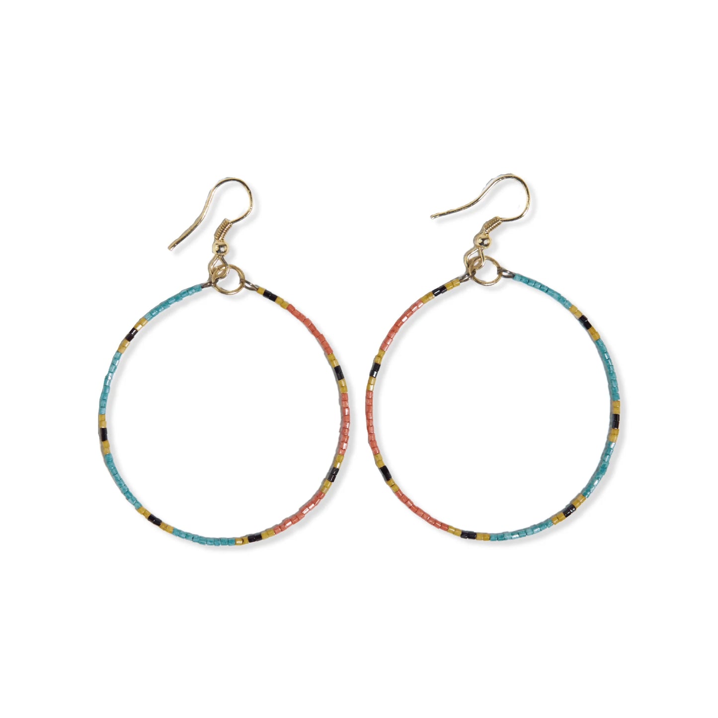 Kelly Dot Beaded Hoop Earrings Teal