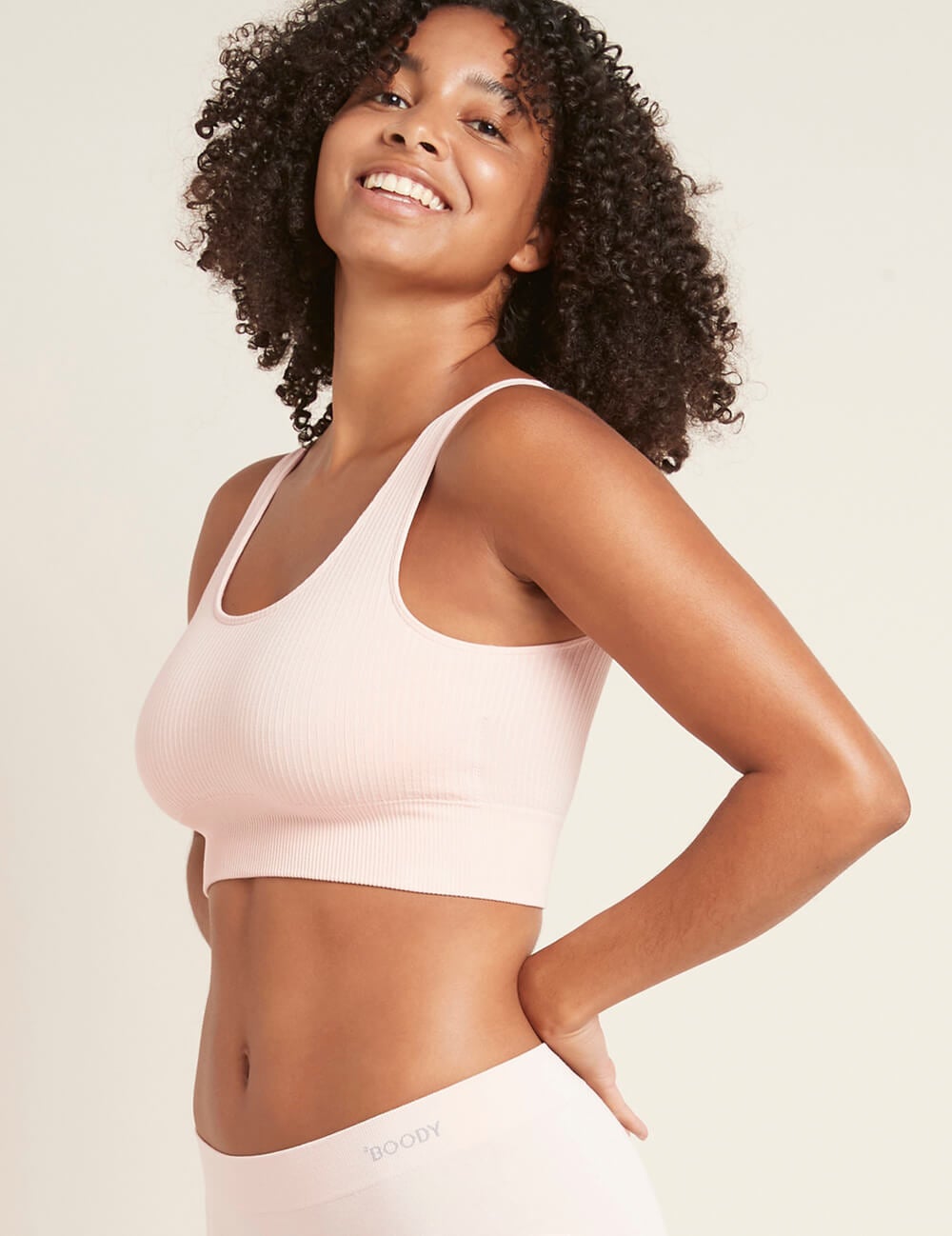 Ribbed Seamless Bra in Nude – Green Roost