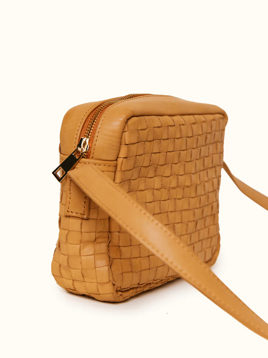 Valerie Woven Crossbody in Cognac