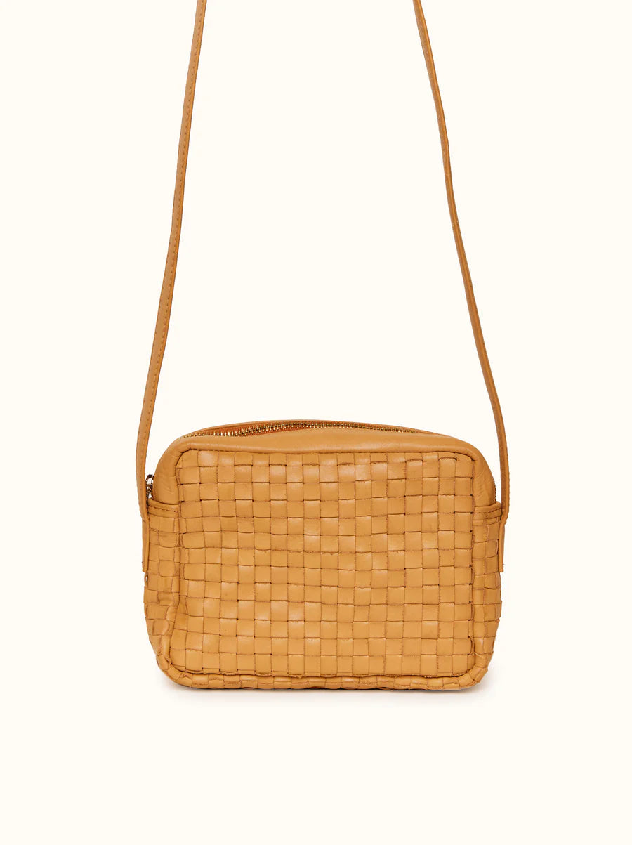 Valerie Woven Crossbody in Cognac