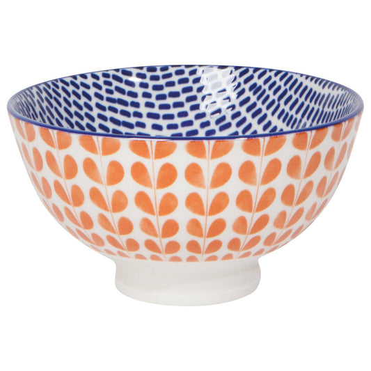 Orange Blue Blossom Stamped Bowl - 4"