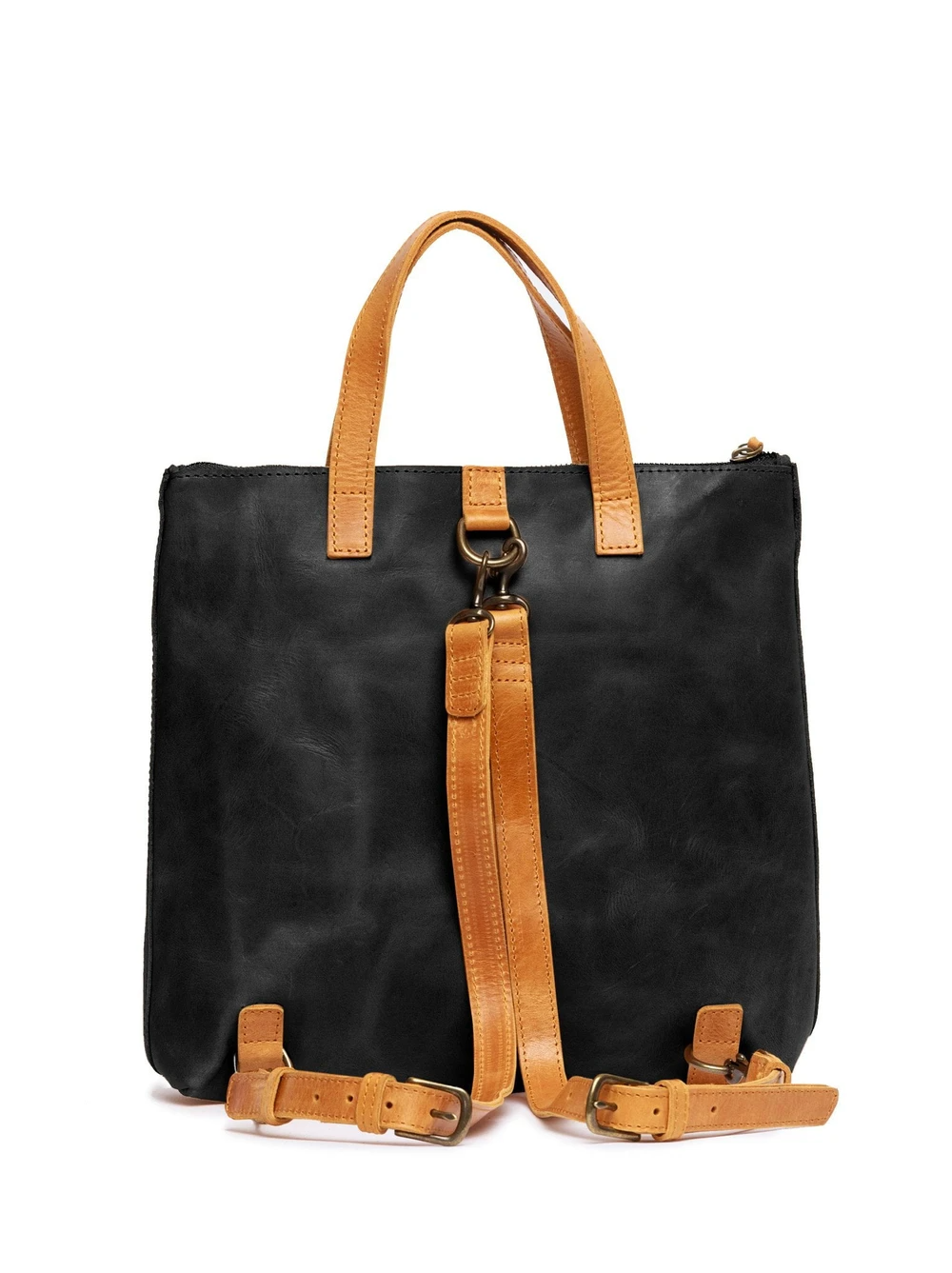 Abera Convertible Backpack in Black & Cognac