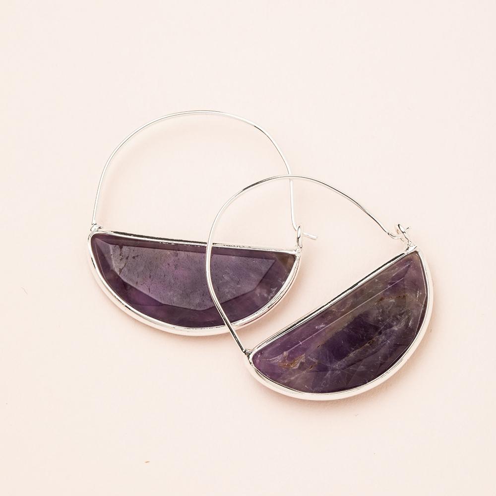 Stone Prism Hoop in Amethyst/Silver