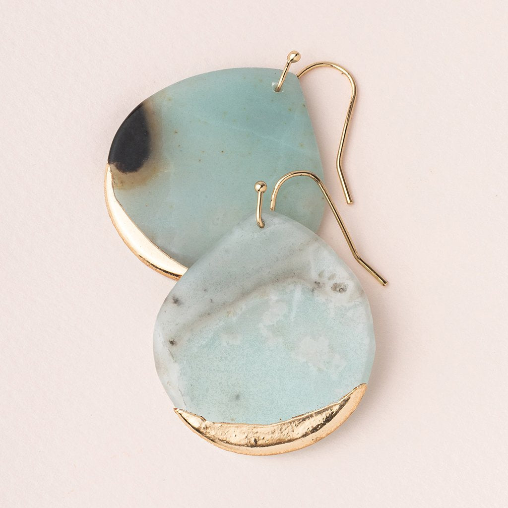 Stone Dipped Teardrop Earring in Amazonite/Gold