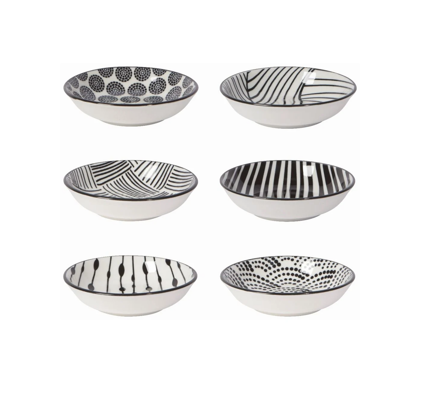 Bits & Dots (Black & White) Set/6 Pinch Bowls