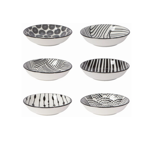 Bits & Dots (Black & White) Set/6 Pinch Bowls