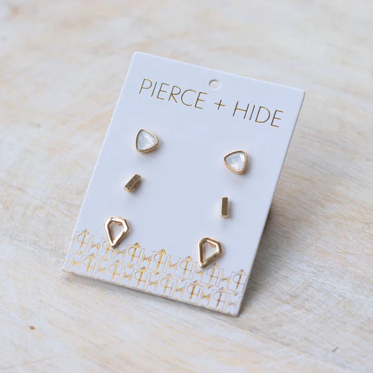 Gold Opal Stud Trio