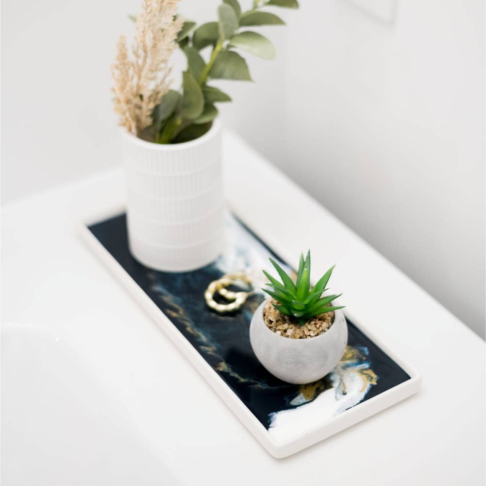 Large Ceramic Resin Tray in Ocean Vibes