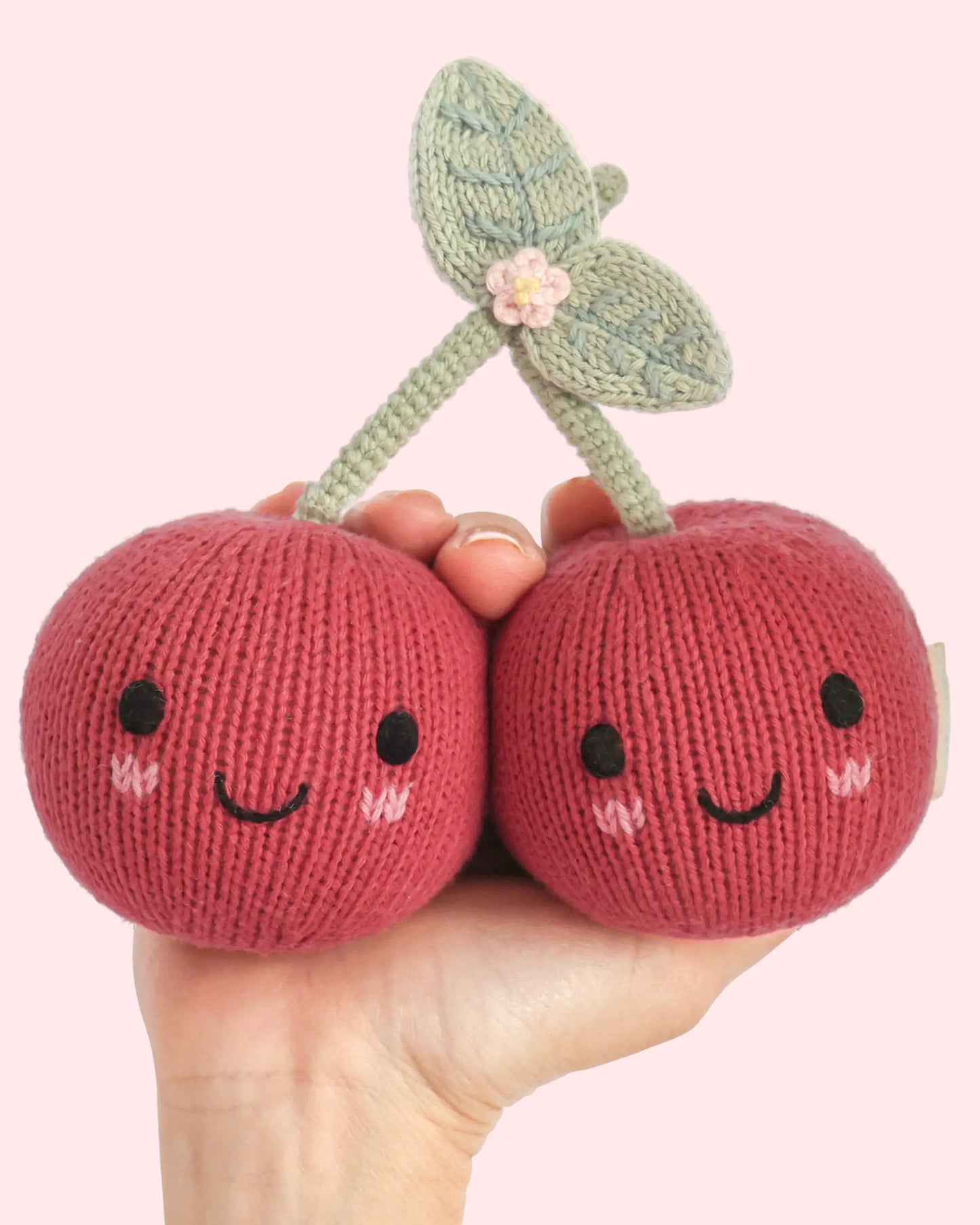 Baby Cherries Hand-Knit Plush