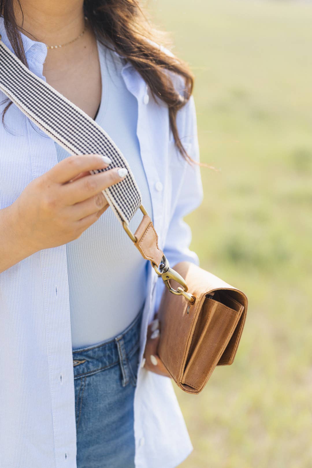 Woven Crossbody Strap in Chestnut