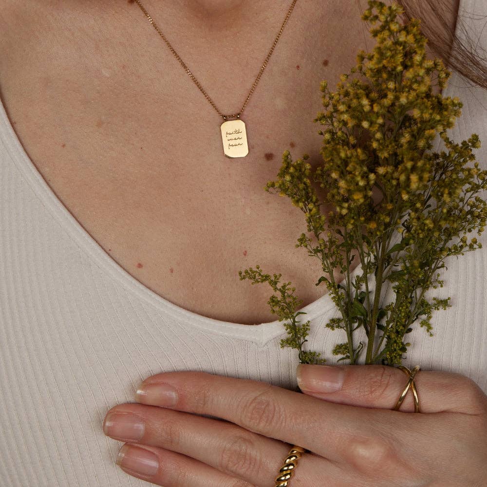 Faith Over Fear Necklace in Gold