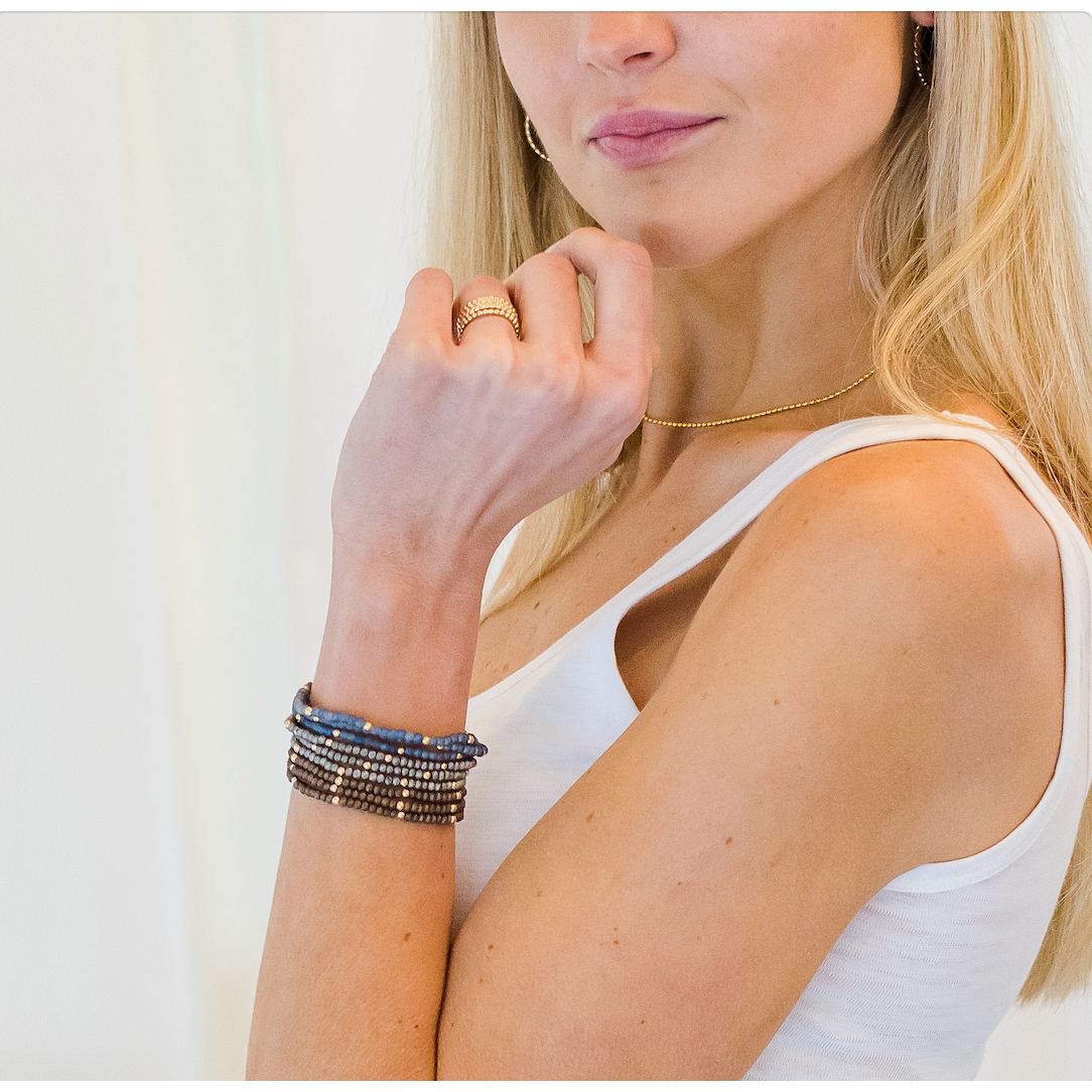 OG Classic Bracelet Stack in Matte Gray + Gold Filled