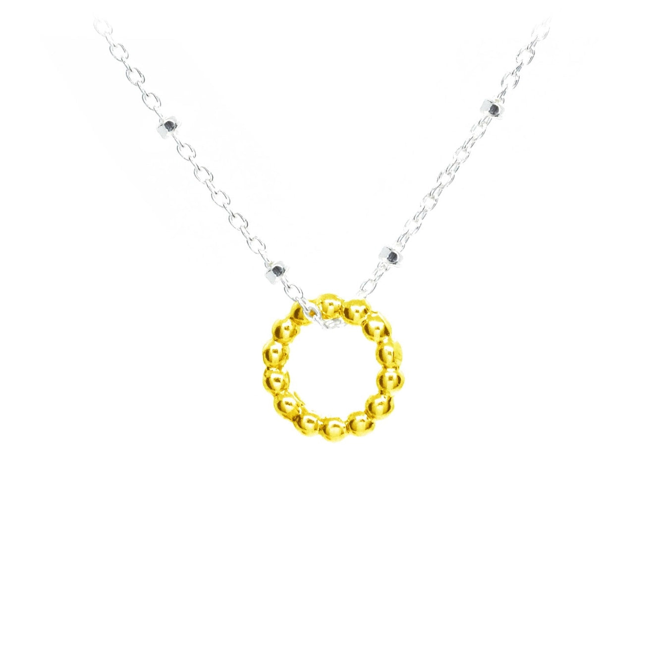 Two-Tone Small Beaded Circle Necklace