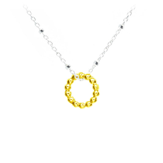 Two-Tone Small Beaded Circle Necklace