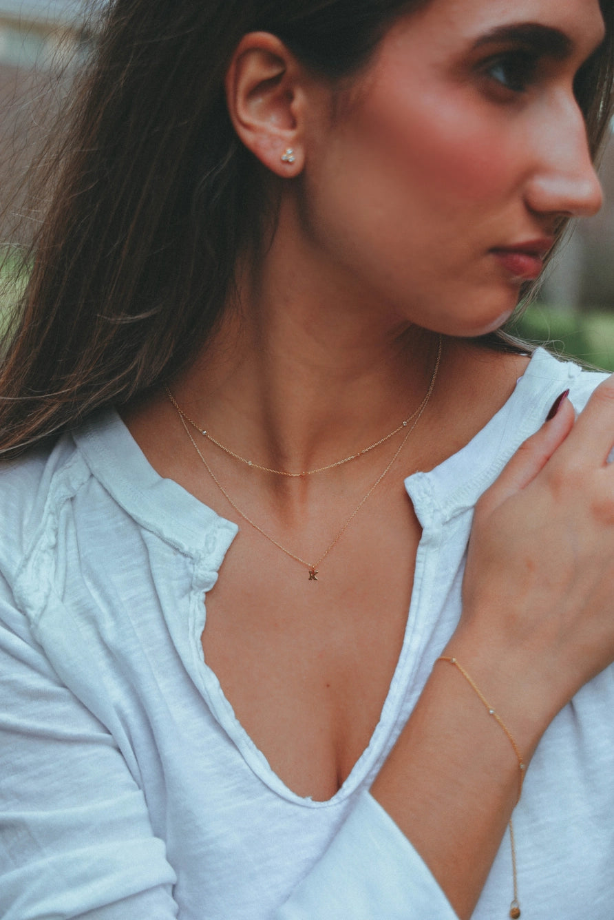 Dainty Initial Necklace in Gold