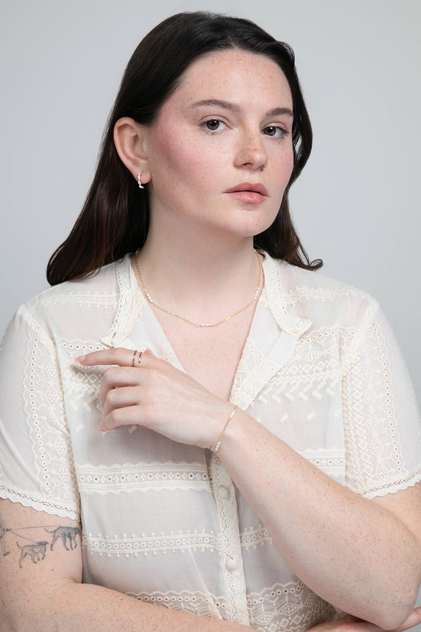 Victoria Rice Pearl Hoop Earrings in 14 Karat Gold Filled