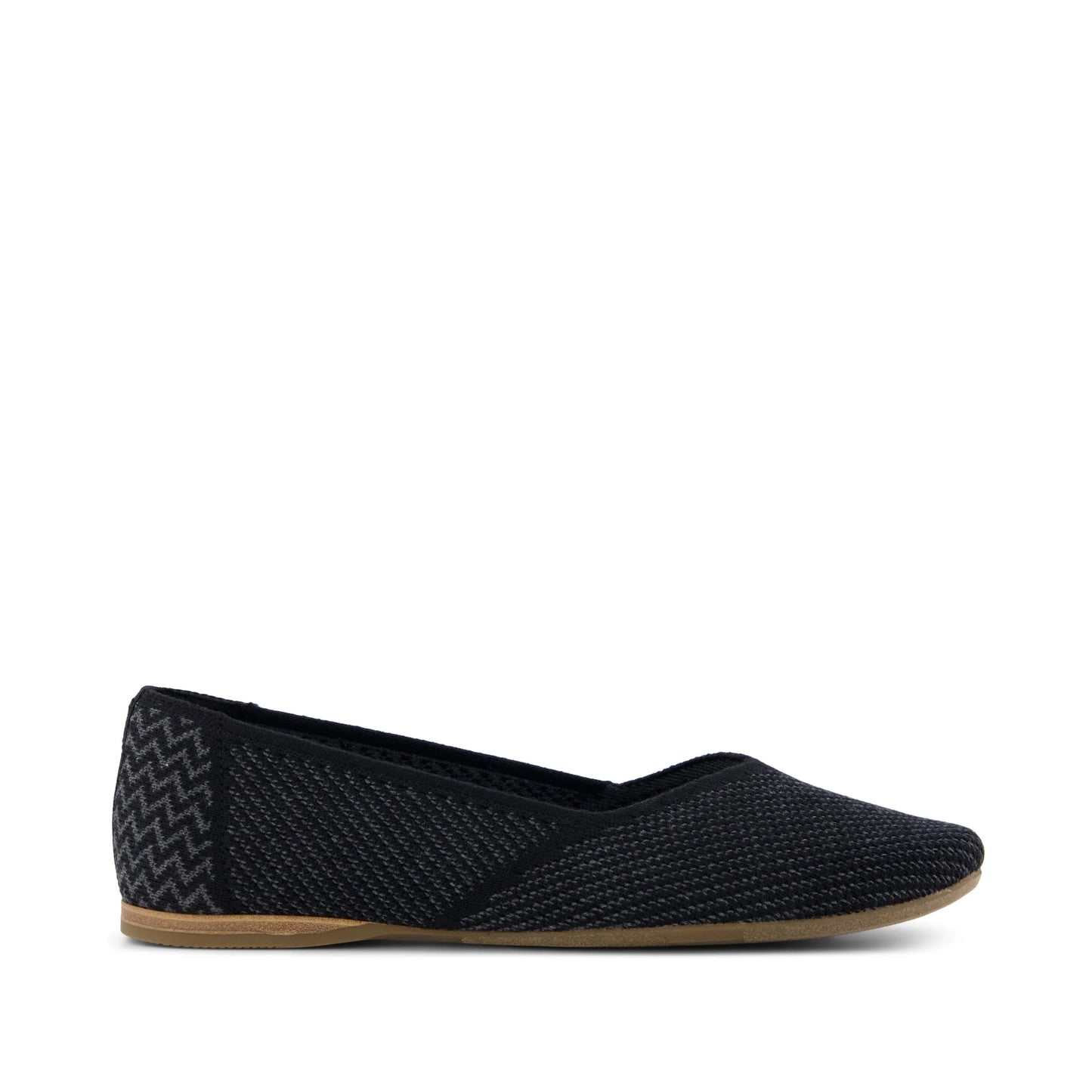Gemma Flat in Black Engineered Knit