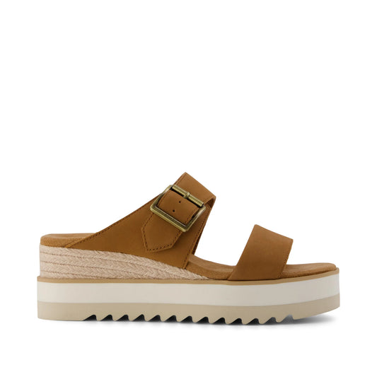 Diana Mule Buckle Wedge Sandal in Brown Sugar