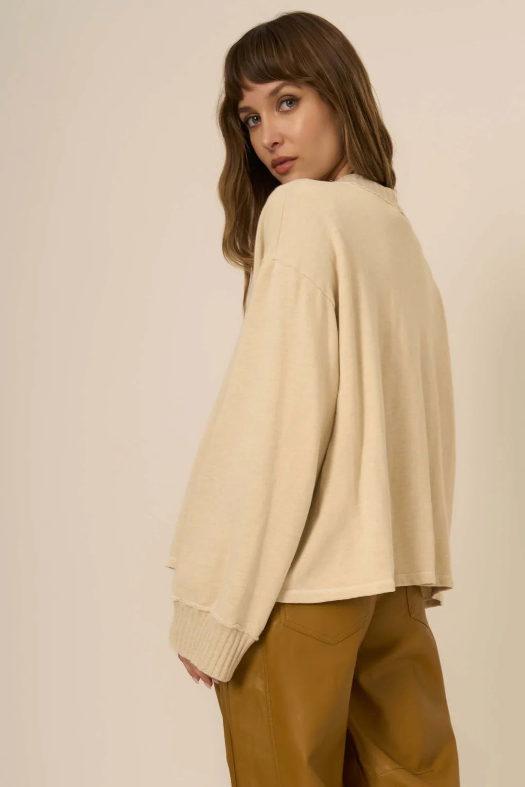 Romy Button Front Cardi in Eggnog