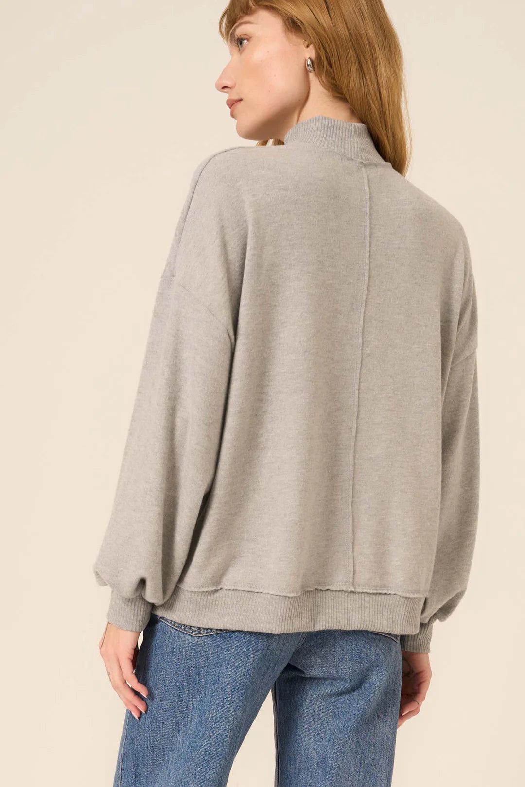 Love Language Brushed Mock Neck in Heather Grey