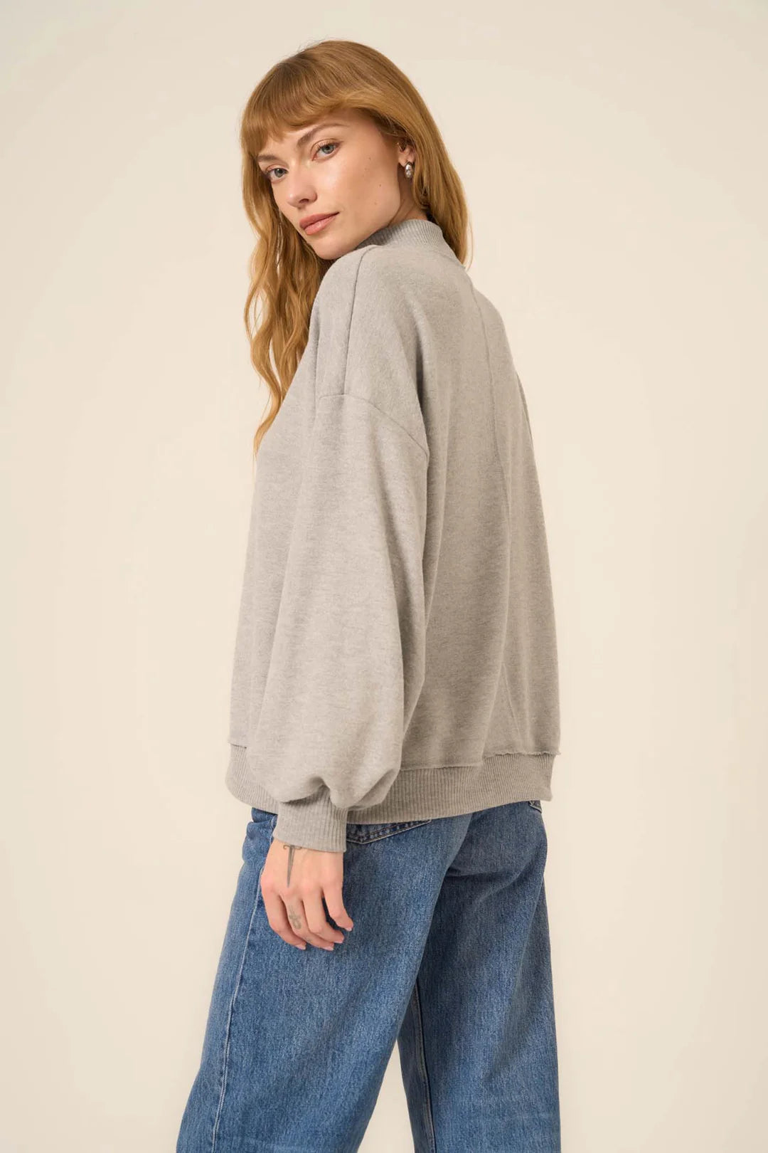 Love Language Brushed Mock Neck in Heather Grey