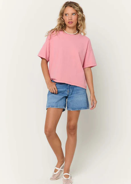 Suarez Boxy Tee in Flamingo