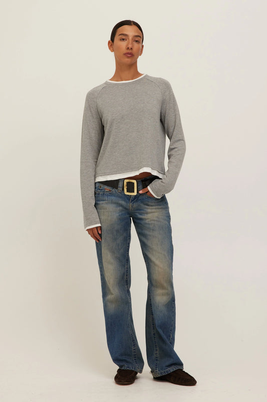 West Coast Long Sleeve T in Heather Grey