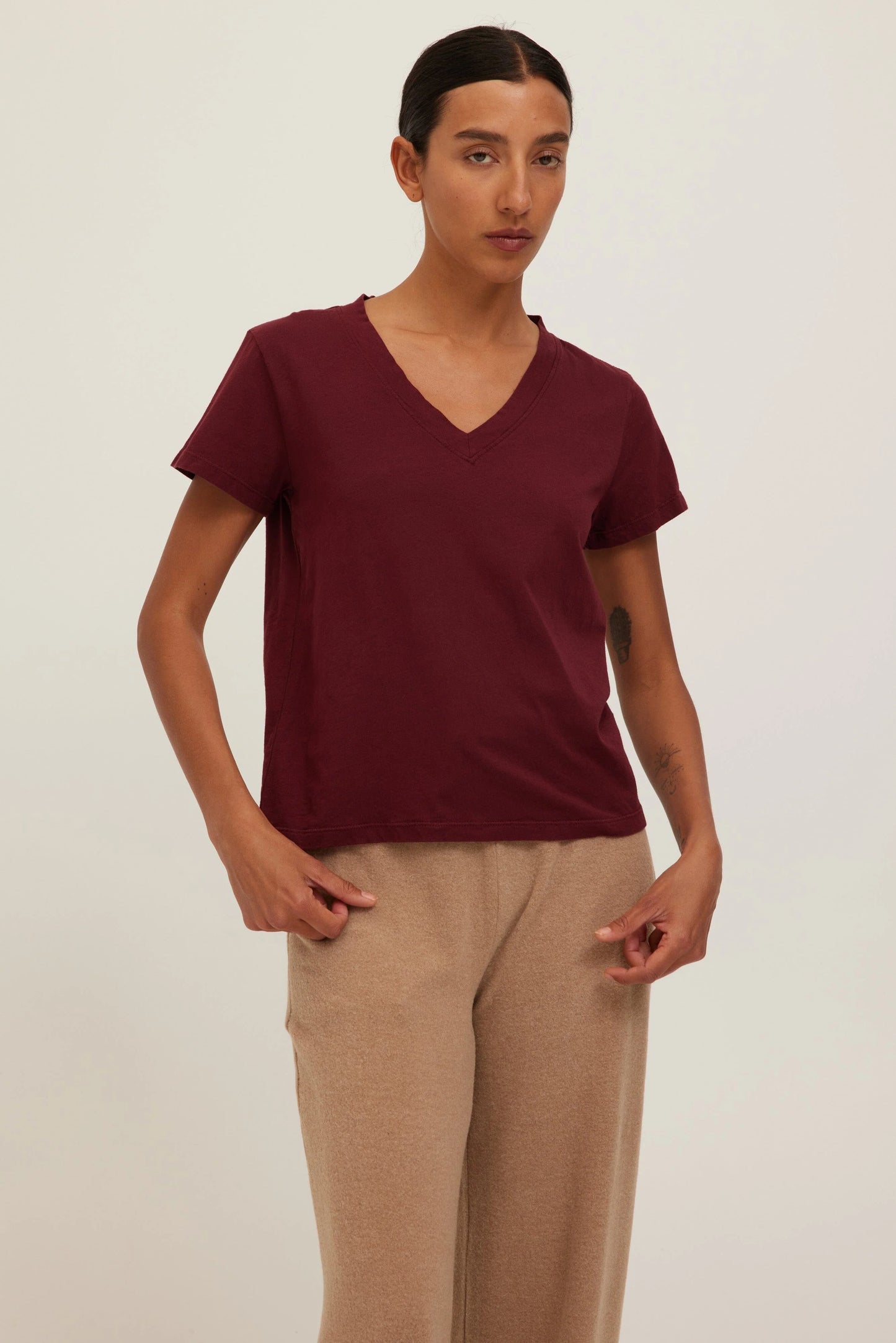 Must Have V Tee in Dark Cherry