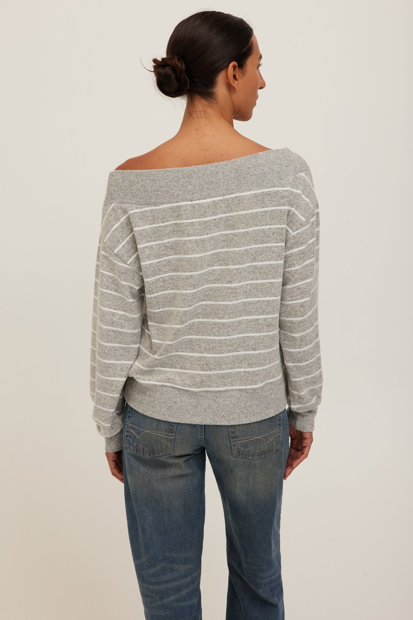 Carmel Pullover in Heather Grey & White