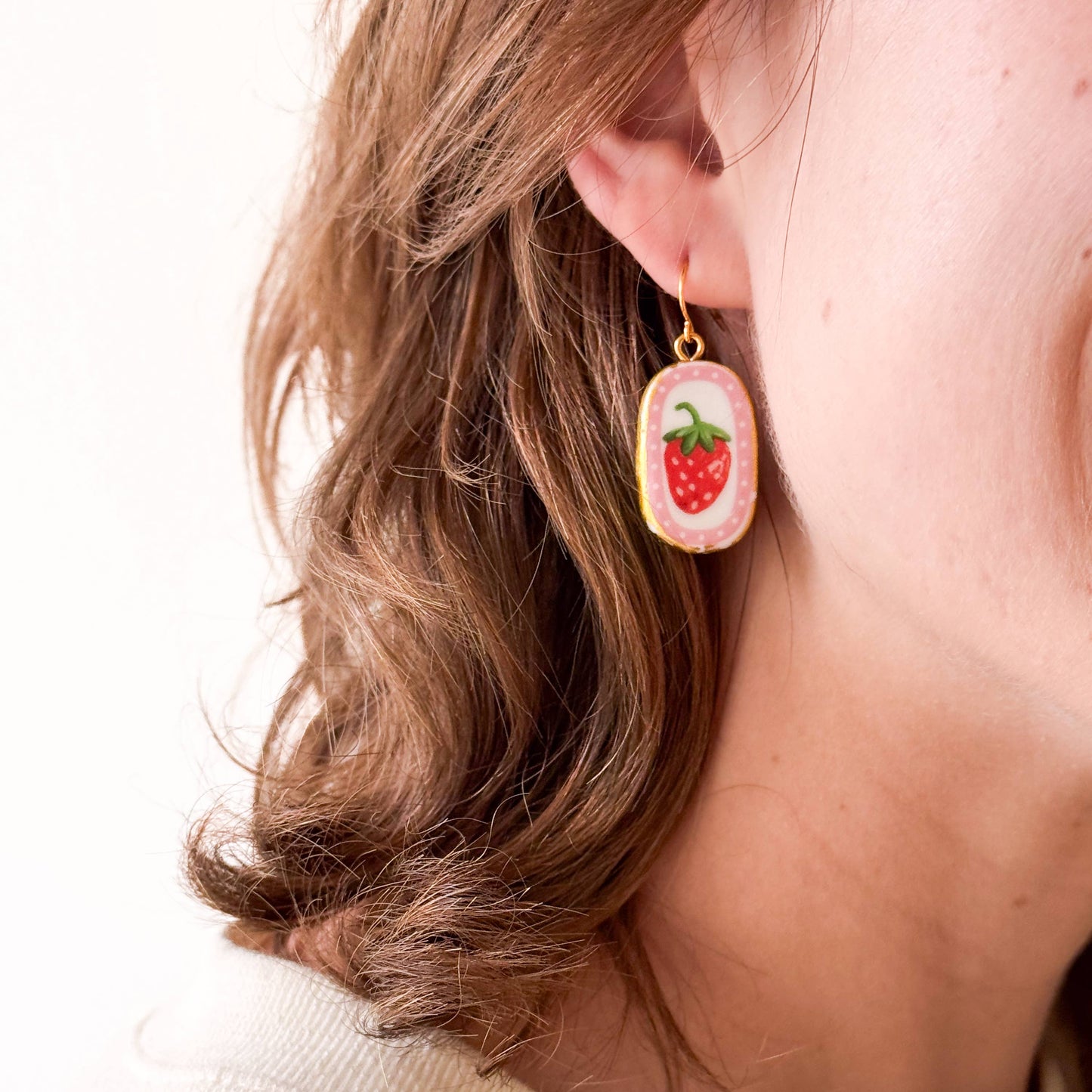 Ceramic Strawberry Earrings