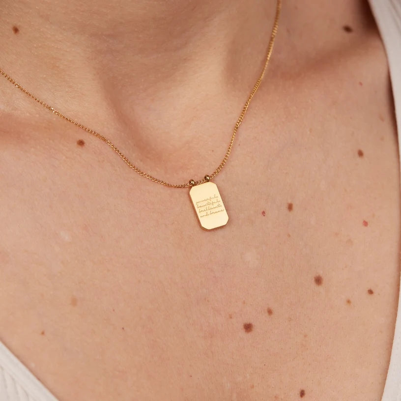 Powerful, Beautiful, Brilliant, and Brave Necklace in Gold