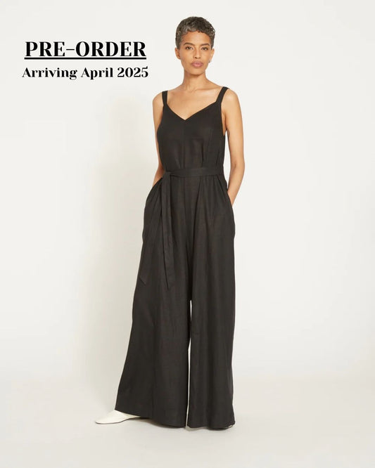 Promenade Linen Jumpsuit in Black