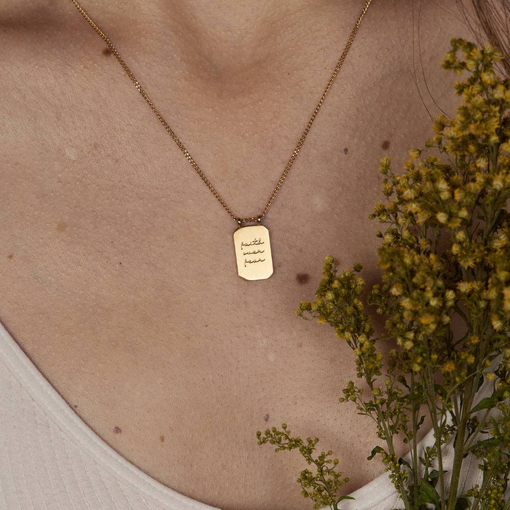 Faith Over Fear Necklace in Gold