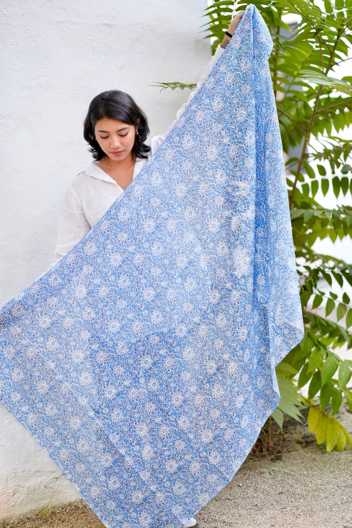 Julie Daisy Cotton Block Print Scarf