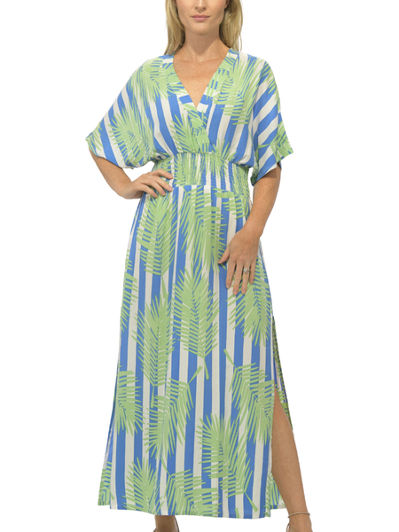 Capri Dress in Green & Blue Palm