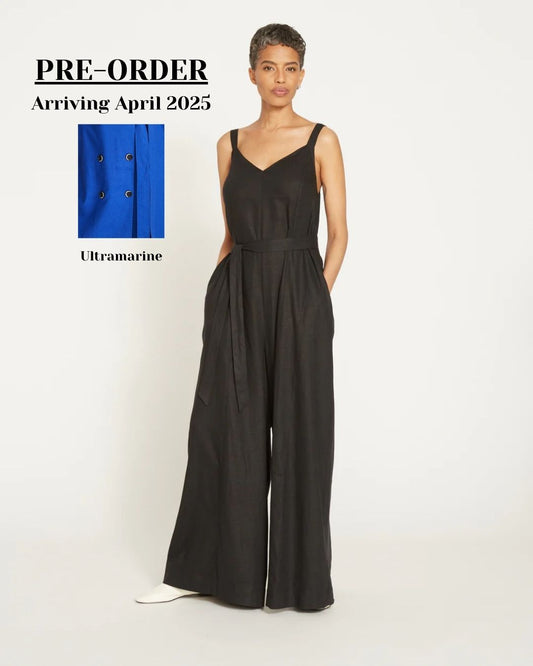 Promenade Linen Jumpsuit in Ultramarine