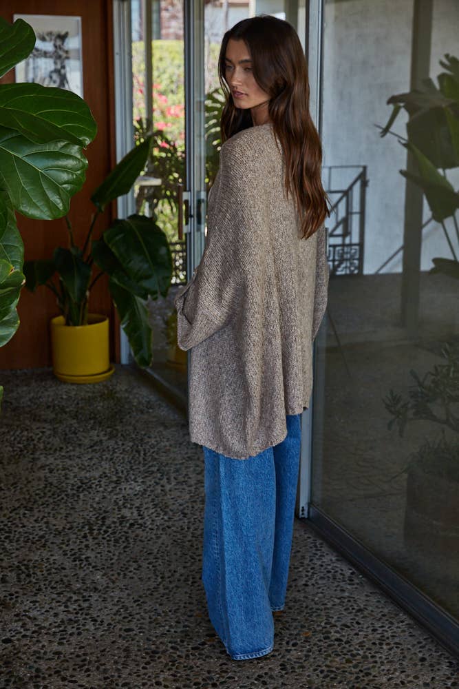 Easy Open Front Knit Cardigan in Mocha